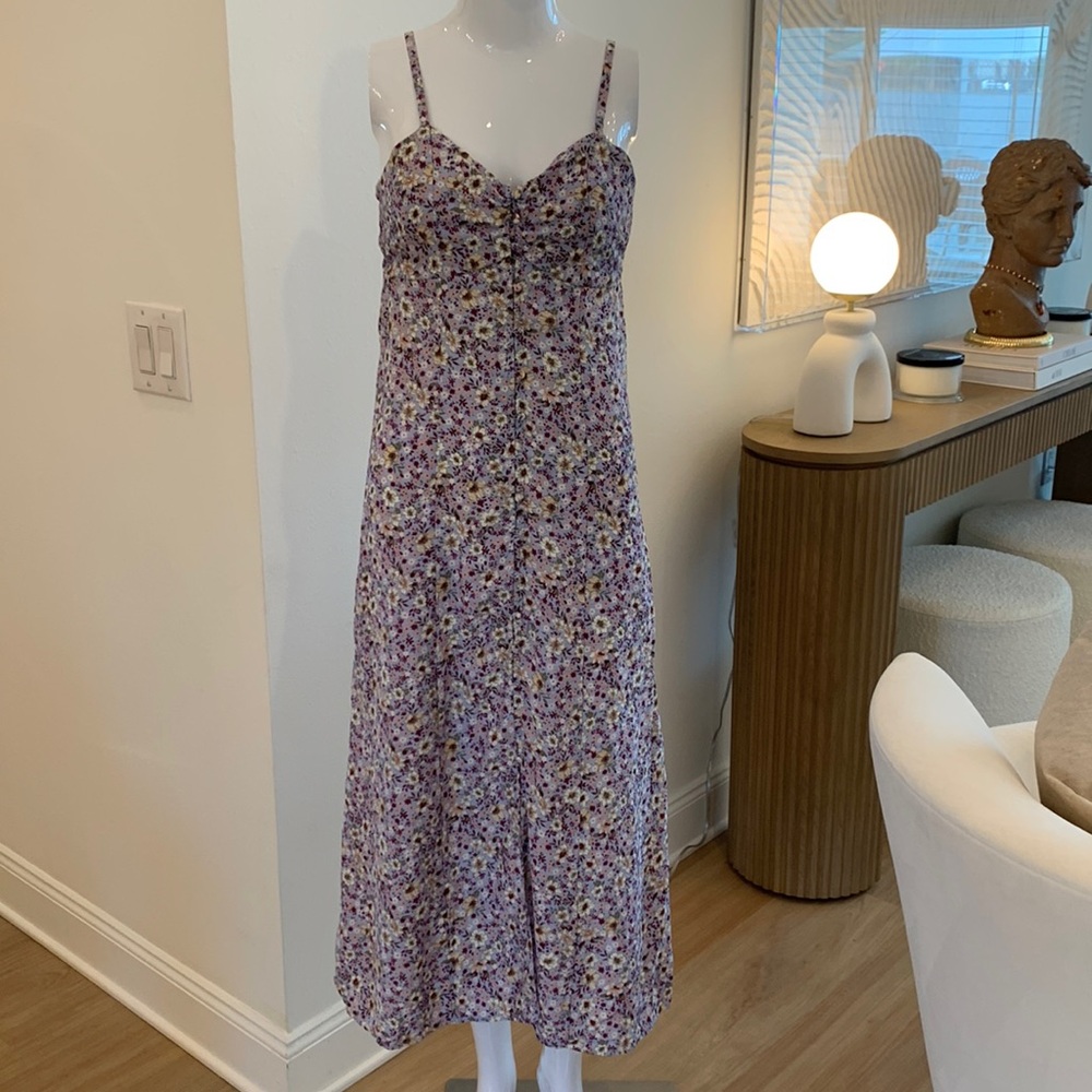 Floral Spaghetti-Strap Midi Dress - Lavender